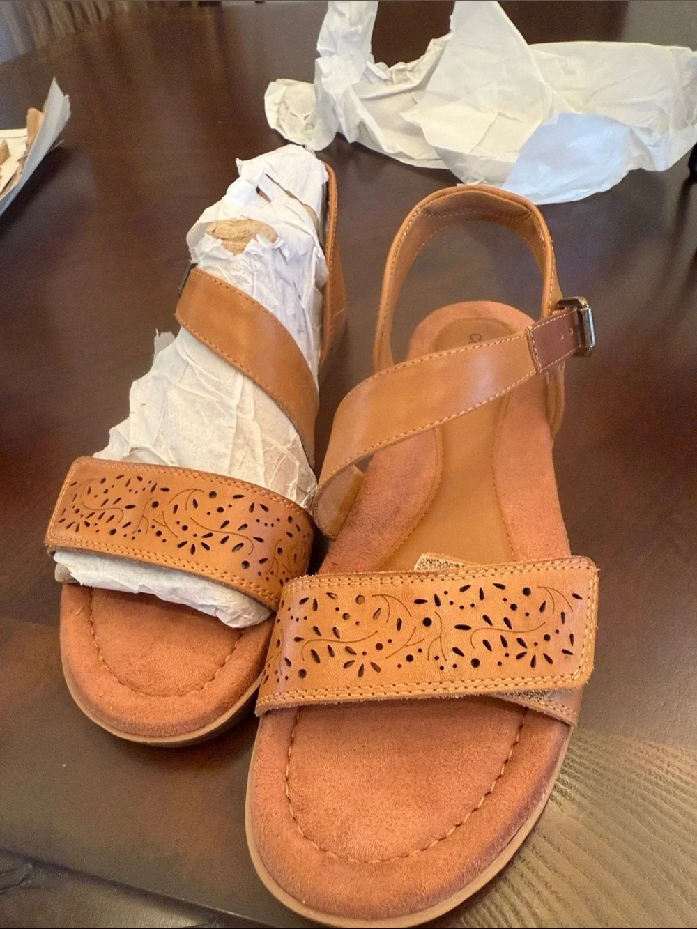 Cobb Hill by New Balance Women’s Tan Laser-Cut Leather Slingback Sandal